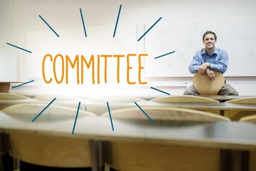 Committee against lecturer sitting in lecture hall