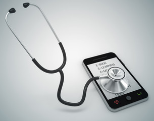 Fototapeta na wymiar mobile phone and stethoscope