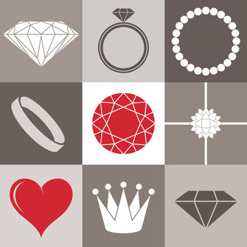 Jewelry collection. Icon set