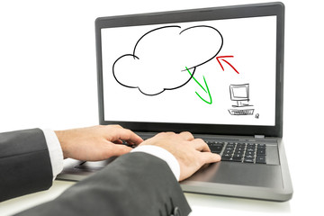 Fototapeta na wymiar Screen displaying the cloud computing concept