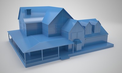 blue wireframe luxury home design