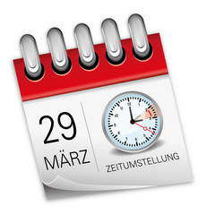 Kalender rot 29 März Zeitumstellung Uhr Sommerzeit