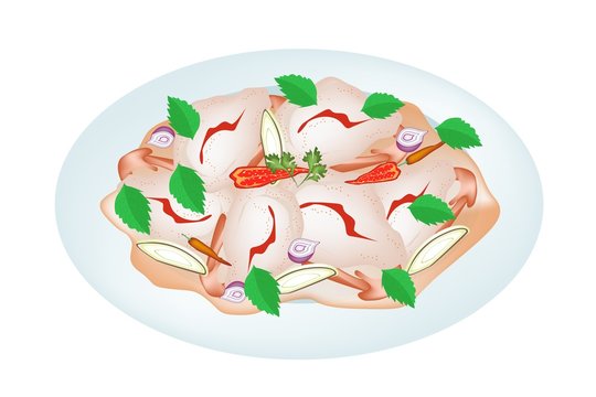Delicious Thai Shrimp Salad on A Plate