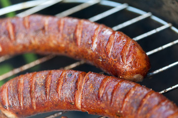 barbecue with delicious grilled meat on grill