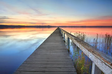 Foto auf Leinwand Sunset at Long Jetty Tuggerah Lake NSW Australia © Leah-Anne Thompson