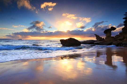 Fototapeta Beach sunrise at Noraville NSW Australia