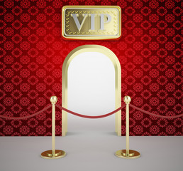 Velvet rope barrier golden door entrance
