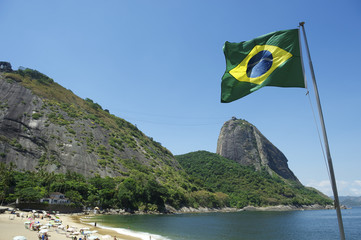 Brazilian Flag Red Beach Sugarloaf Rio Brazil