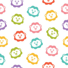 Seamless vector background with colorful lions