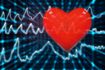 Cardiogram heart - 3D Rendering
