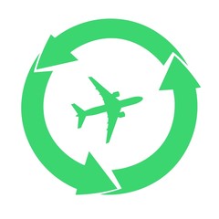 Avion dans un symbole recyclage