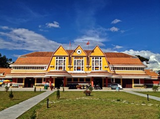 Historical French Colonial Yellow Train Station in Da Lat