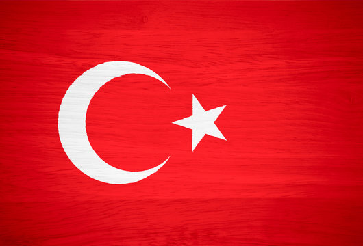 Turkey flag on wood texture