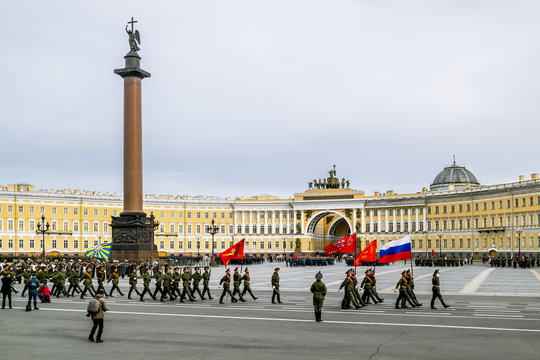 Victory parade on Palace Square in Saint Petersburg, April 28, 2
