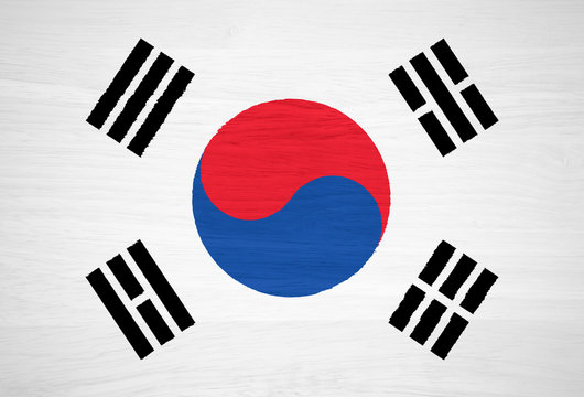 South Korea flag on wood texture