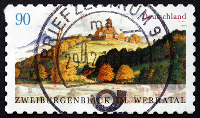 Postage stamp Germany 2011 Two-castles-view in the Werratal