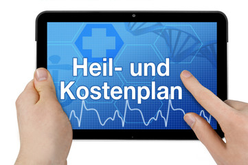 Tablet mit Interface und Heil- und Kostenplan