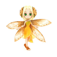Cute toon fairy posing on a white background