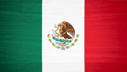 Mexico flag on wood texture