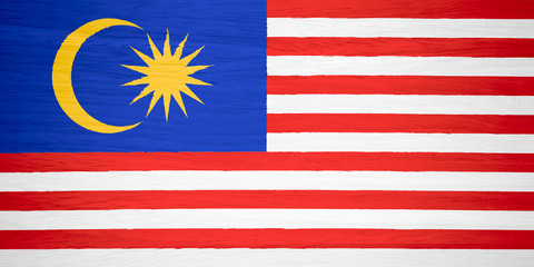 Malaysia flag on wood texture