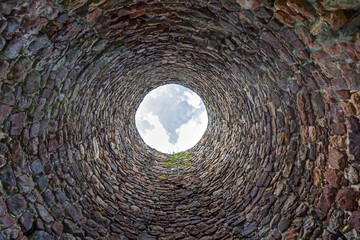 inside of an old industrial chimmey