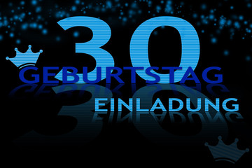 Blaue Einladung zum 30. Geburtstag