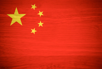 China flag on wood texture