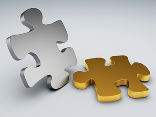 metal and gold puzzle pieces