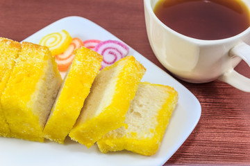 sugar toast and cup of tea