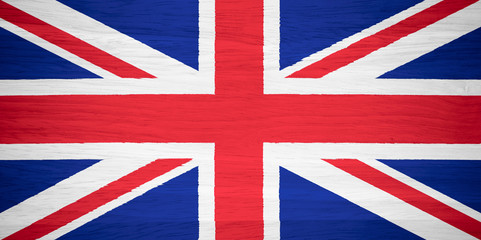 UK flag on wood texture