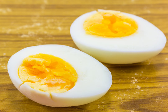 two halves of a boiled egg