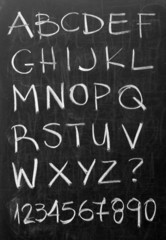 Alphabet on blackboard