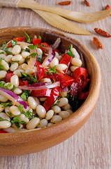 bean salad and various vegetables