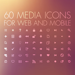 media icons set for web and mobile