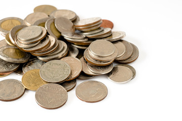 Thai coins on white background