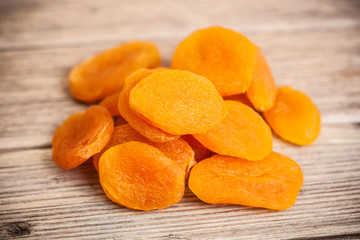 Heap of dried apricots close-up