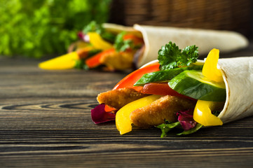 Kebab with vegetables and chicken