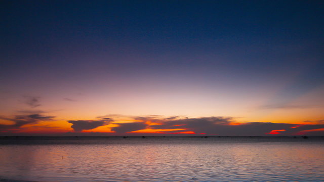Time lapse of twilight on the sea, Thailand