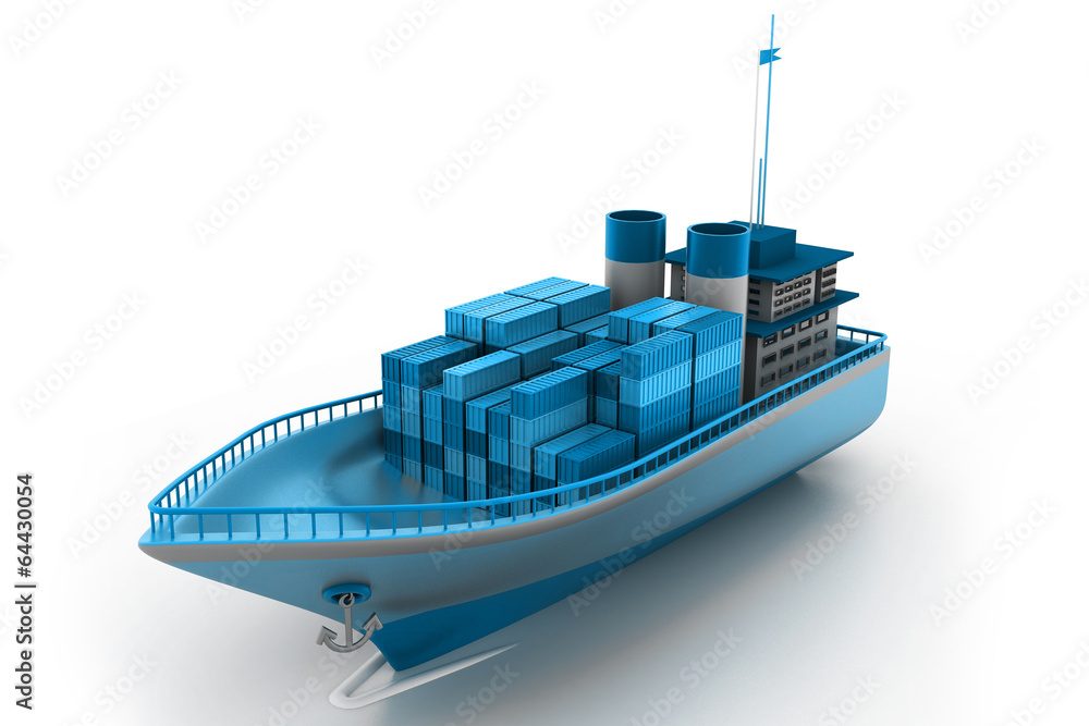 Wall mural container ship