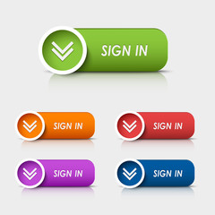 Colored rectangular web buttons sign in