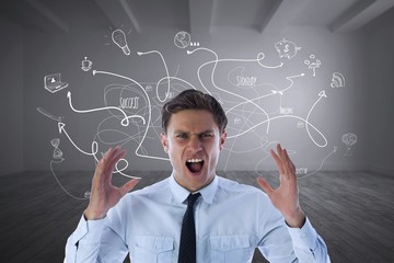 Composite image of angry businessman shouting