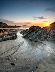 Sunset on a Cornish Beach