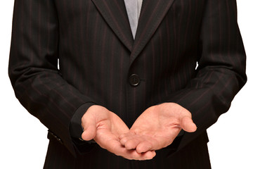 Obraz premium Businessman showing his hands