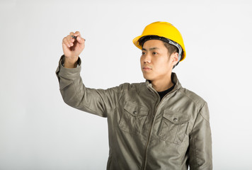 construction worker writing notes