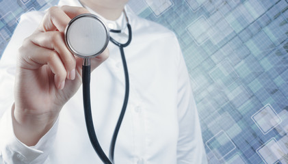 Doctor with a stethoscope in the hands