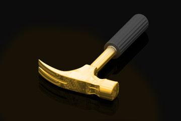 Steel  hammer isolated on a black  background