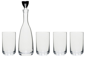 bottle and glass on white