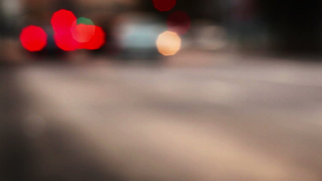 Unfocused blured city traffic lights bokeh