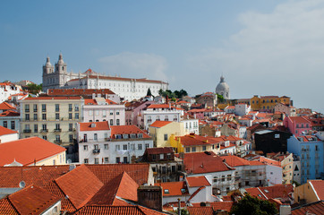 Fototapeta premium Lisbon city, Portugal. View on sunny day from San Jorge Castle