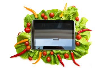 Gemüse und Tablet PC